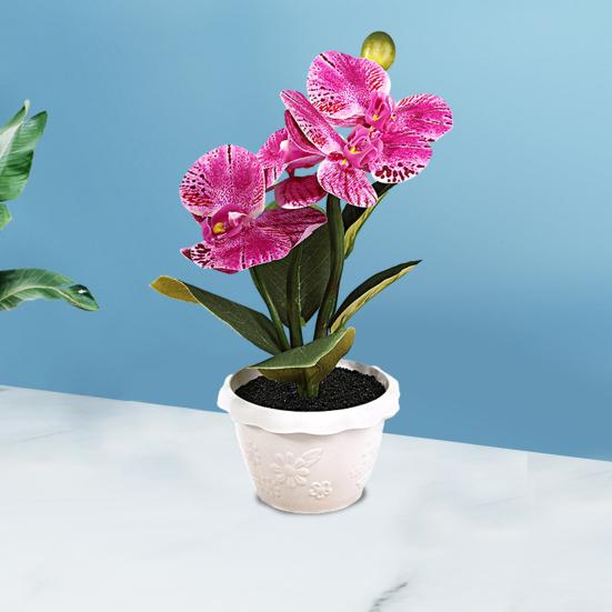 Искусственное растение в горшке Реалистичная имитация цветка Яркий цвет Искусственная орхидея-бабочка Бонсай