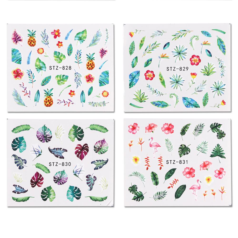 29 шт., наклейки для переноски воды в виде цветов и листьев, наклейки для дизайна ногтей, украшения