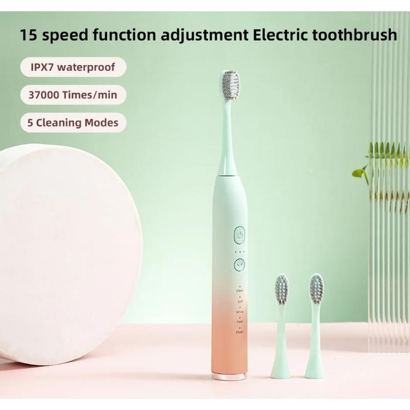 Electric Sonic Toothbrush Rechargeable Waterproof Electronic USB Charge Whitening Tooth Brushes Replacement Heads Adult