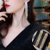 Wedding Bridal Women Long Tassel Rhinestone Bling Dangle Rhinestone Earrings Drop Tassel Earrings
