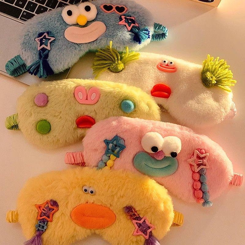 Милая мультяшная плюшевая маска для глаз с затемнением для женщин и студентов - Снимает усталость глаз во время сна осенью и зимой.