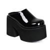 Summer Trendy Platform Mules Shoes For Women Genuine Leather Rivet Slip-on Punk Chunky Heels Women Flat Pumps