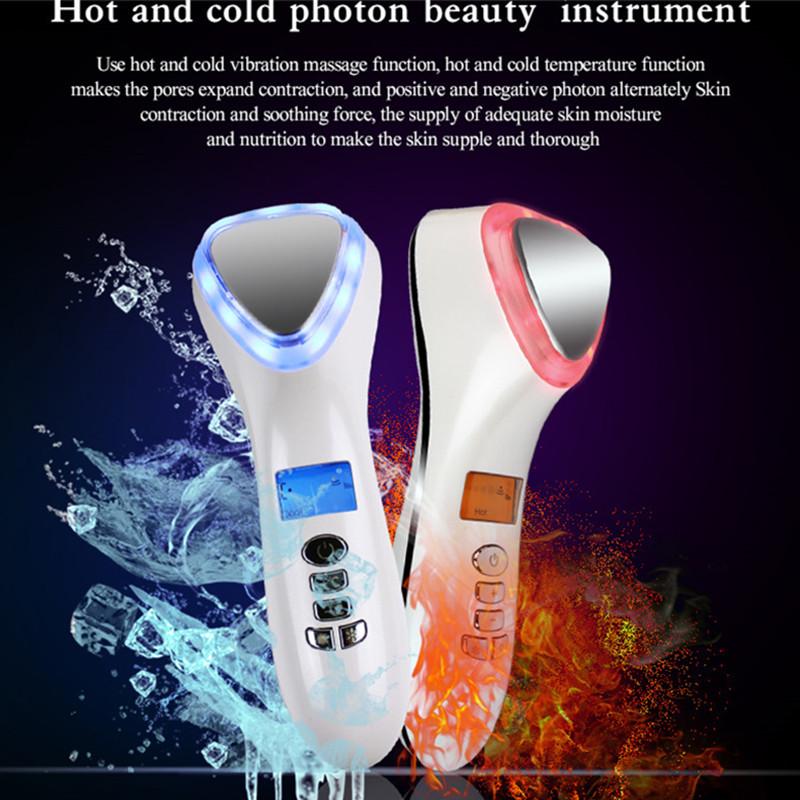 Бытовое импортное устройство для горячего и холодного лица, массажное устройство, импортное устройство EMS, многофункциональное косметическое устройство с цветным освещением