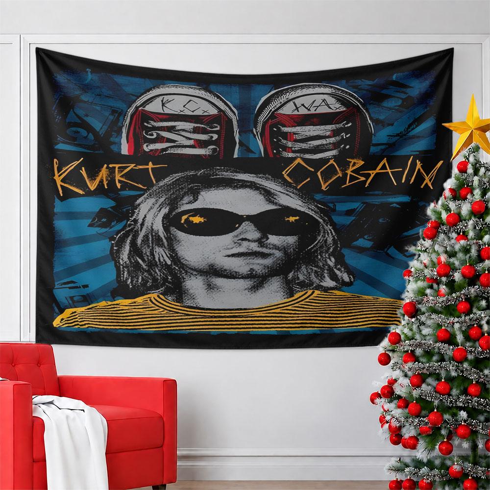 Grunge Style Kurt Cobain Art Tapestry Pattern Wall Hanging Tapestry Decorative Tapestry Home Decor for Bedroom and Living Room