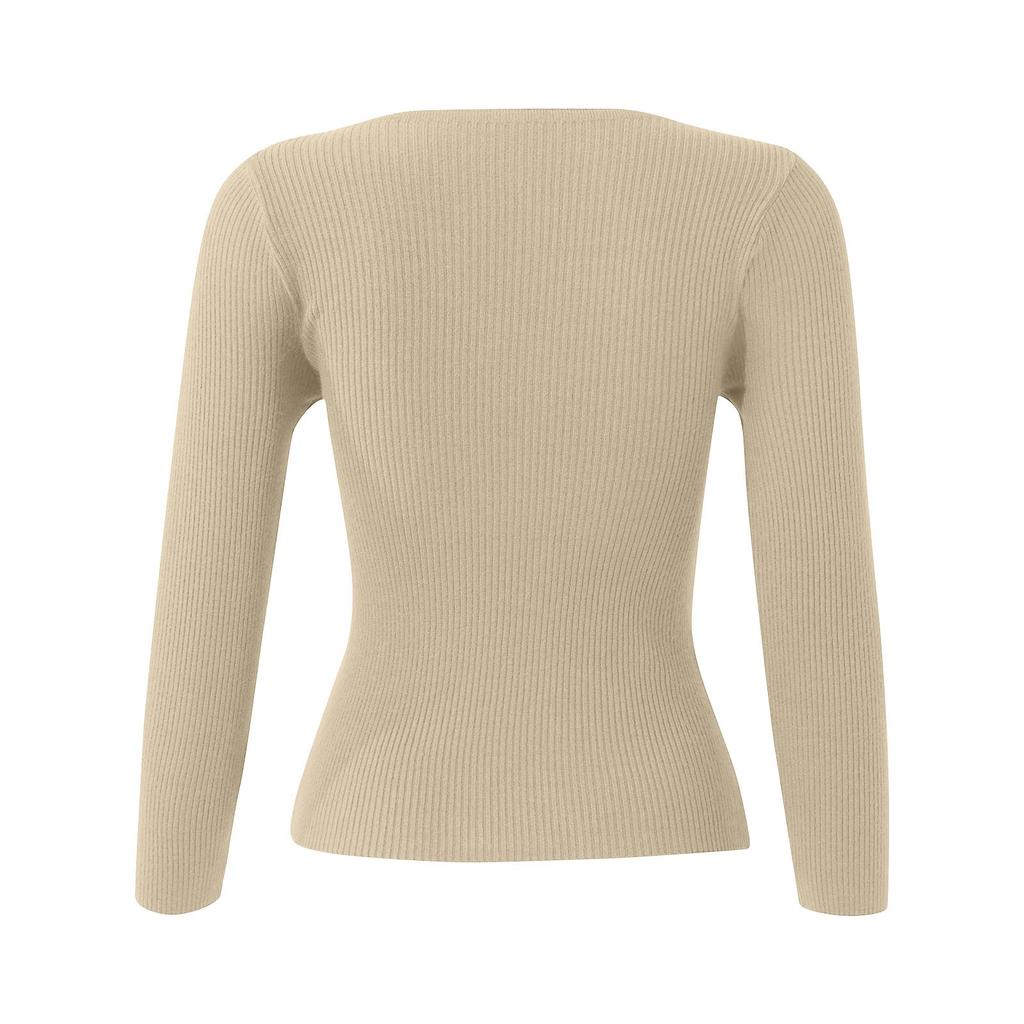Women's Autumn And Winter Long-sleeved V-neck Knitted Sweater Slim Solid Color Pullover Knitted Sweater