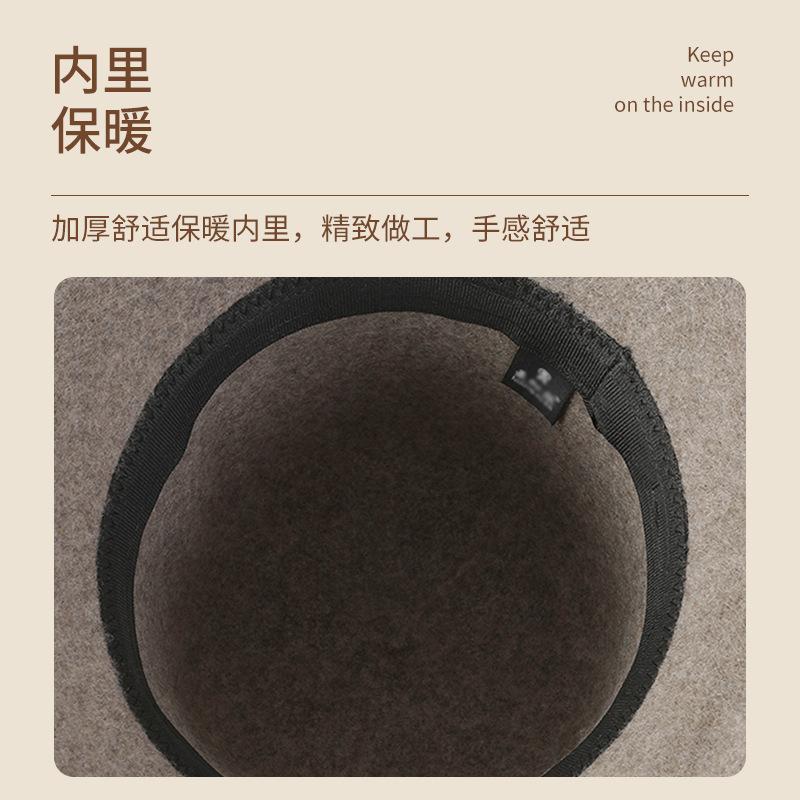 Middle-aged and Old Women's Autumn and Winter Basin Hat Thickened Warm Wool Bucket Hat Mother Hat Versatile Fashion Temperament Top Hat