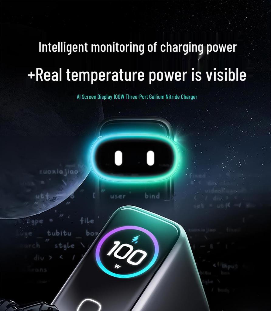 AI 100 Вт Многопортовое Быстрое Зарядное Устройство на Нитриде Галлия для Ноутбуков, Планшетов и Телефонов