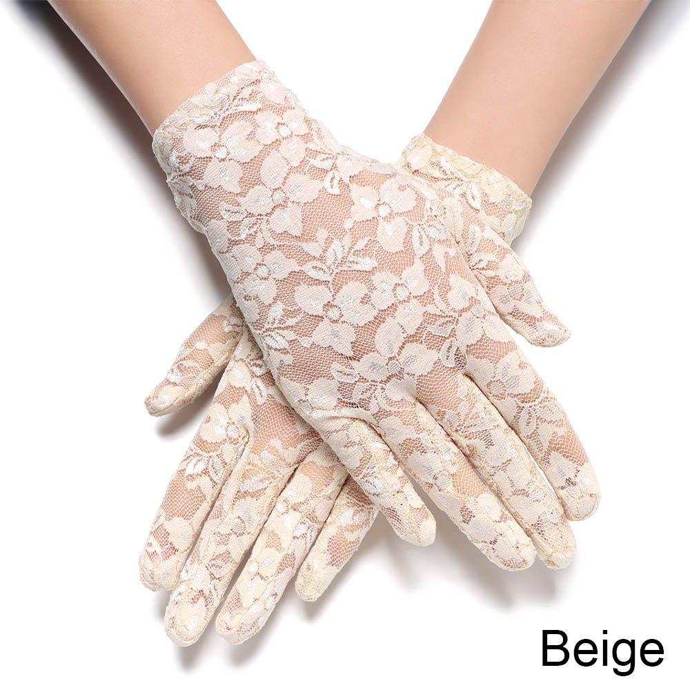 Female Goth Party Short Hollow-Out Mittens Sunscreen Gloves Bride Lace Gloves UV Protection Gloves