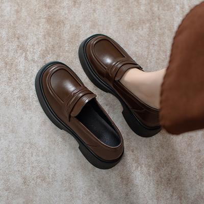 Кожаные туфли на плоской подошве для женской обуви Huizhou Su Yinyin, те же мокасины, толстая подошва с круглым носком, новые маленькие кожаные туфли весной