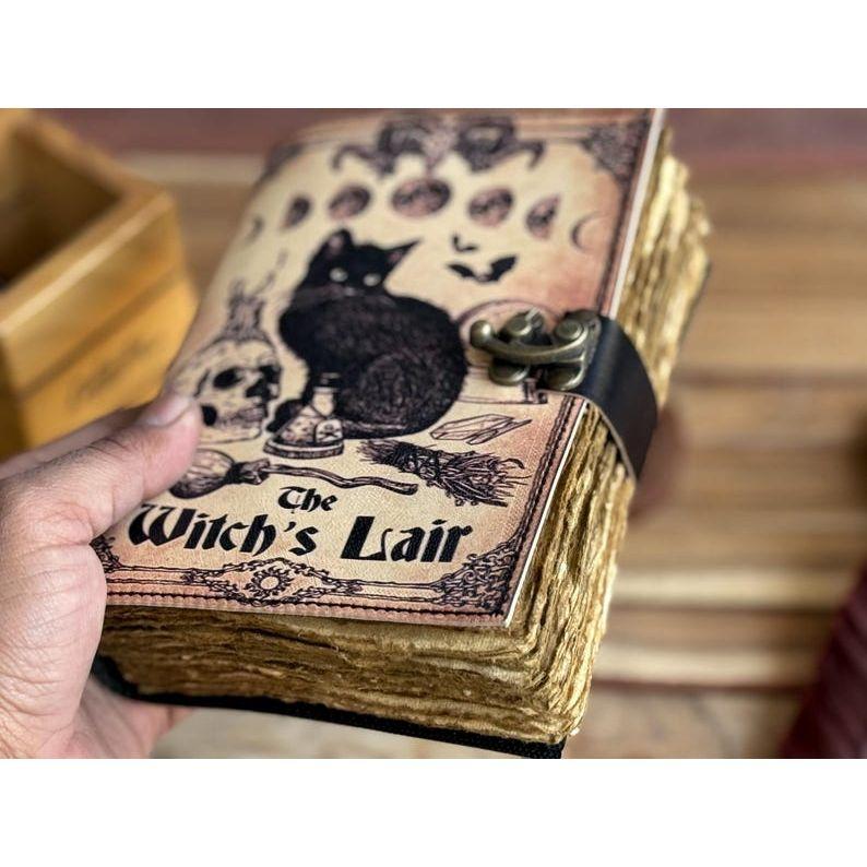 Кожаный журнал Волшебник заклинаний Кошачья книга Пустая тетрадь магии Книга теней Викканский языческий гримуар книга для путешествий Зарисовка лучший подарок