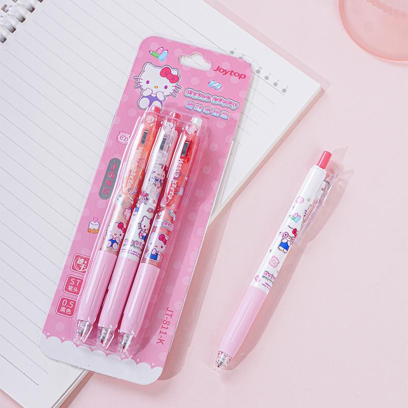 Черная нажимная ручка Hello Kitty Sanrio - Специальная для студенческих экзаменов, Гладкий ST-наконечник