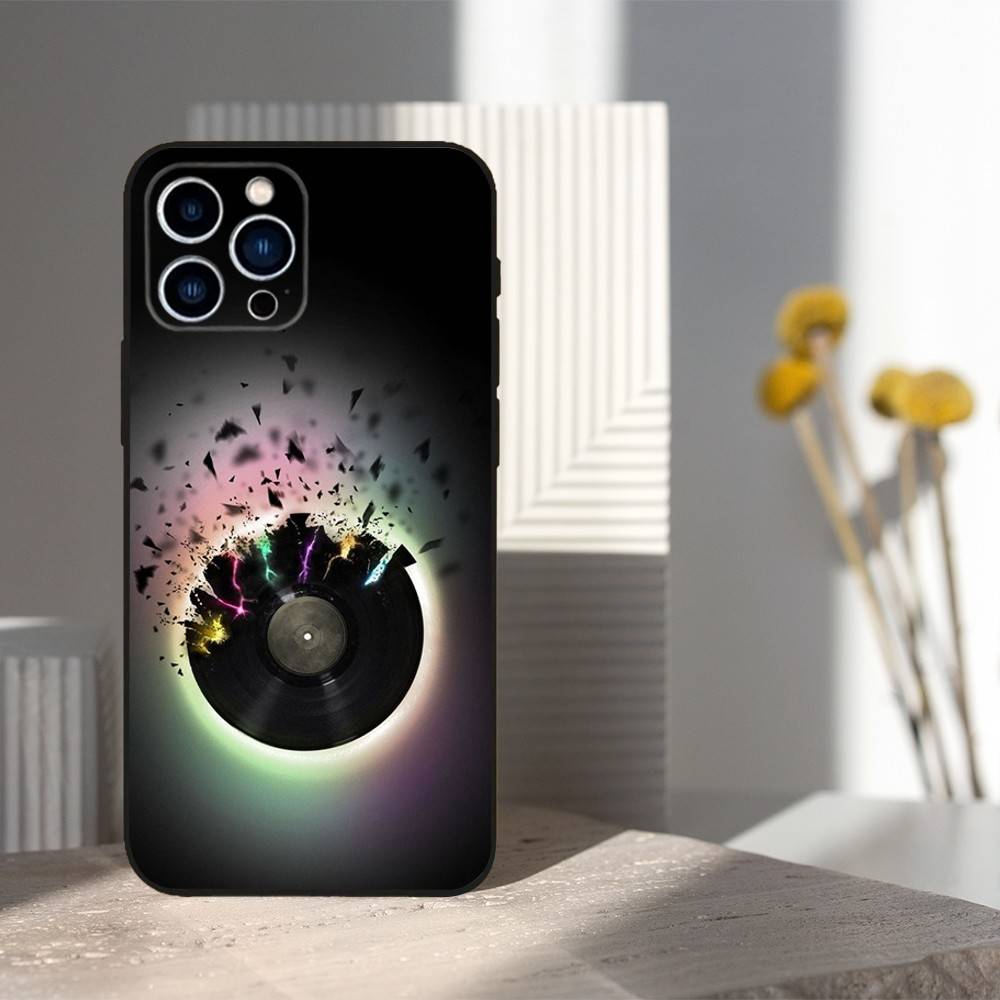 Vinyl Record DJ Art For iPhone 13,16,11,14,17,12,15,Plus,Pro Max,XS,X,XR,SE,Mini,8,7,Phone Case Soft Silicone Black