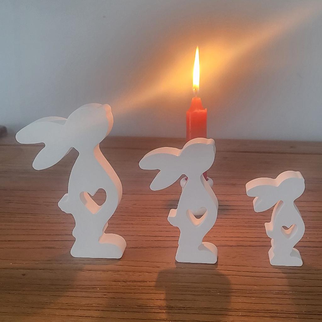Heart Rabbit Candle Resin Mold Easter Rabbit Silicone Mould DIY Craft Mold Handmade Soap Baking Mold for Home Decors