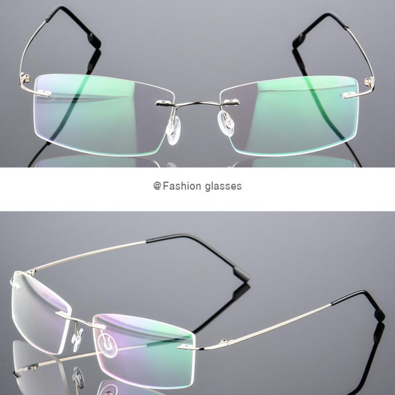 Сверхлегкие безободковые очки Оправа для очков из титанового сплава Мужские Высококачественные Суперэластичные Металлические Дужки Оправа для очков