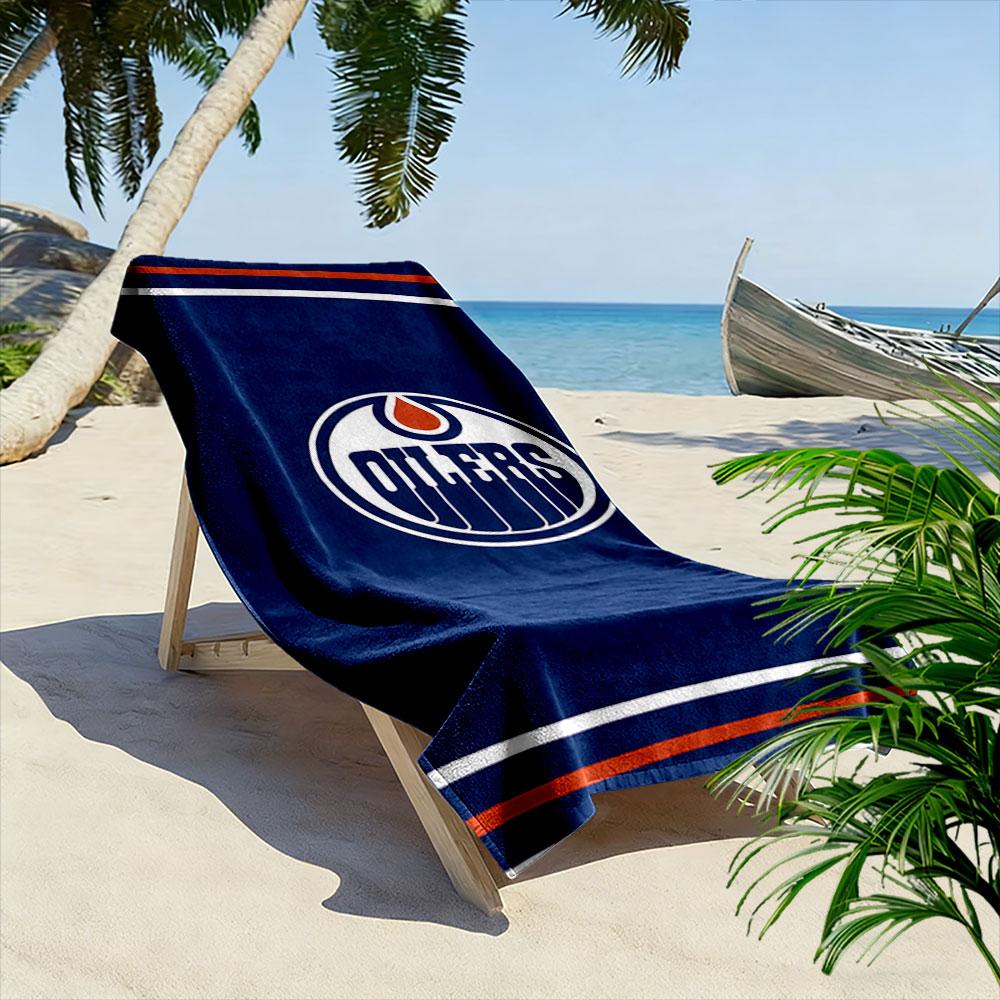 Edmonton Oilers Logo Beach Towel Patterned beach towel quick dry perfect for travel outdoor sports jogging the beach and swimming