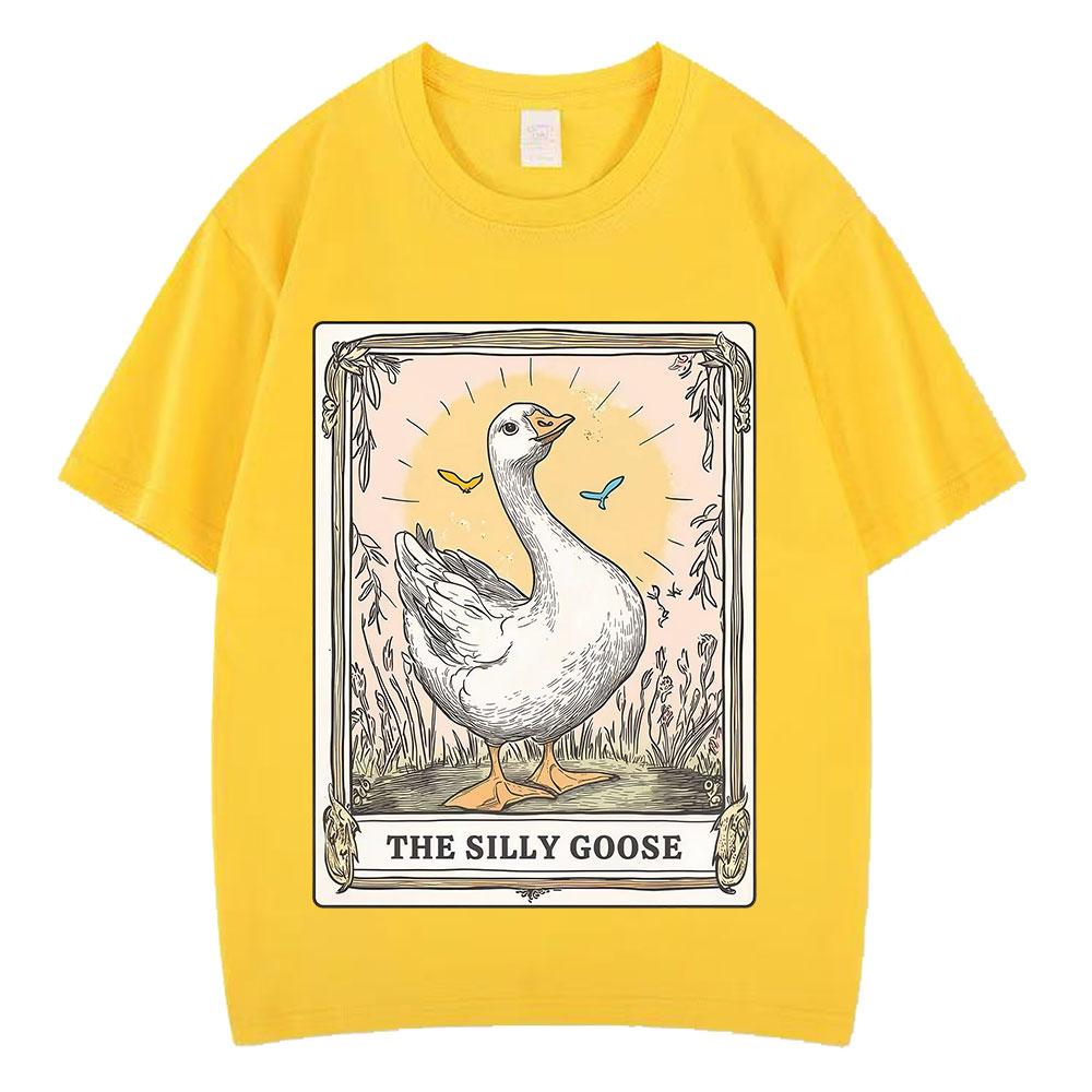 Silly Goose Tarot Card Funny Meme Graphic Tees Unisex Unisex Fashion Tshirts Summer Cotton Loose Harajuku Aesthetic Trendy Tshirts