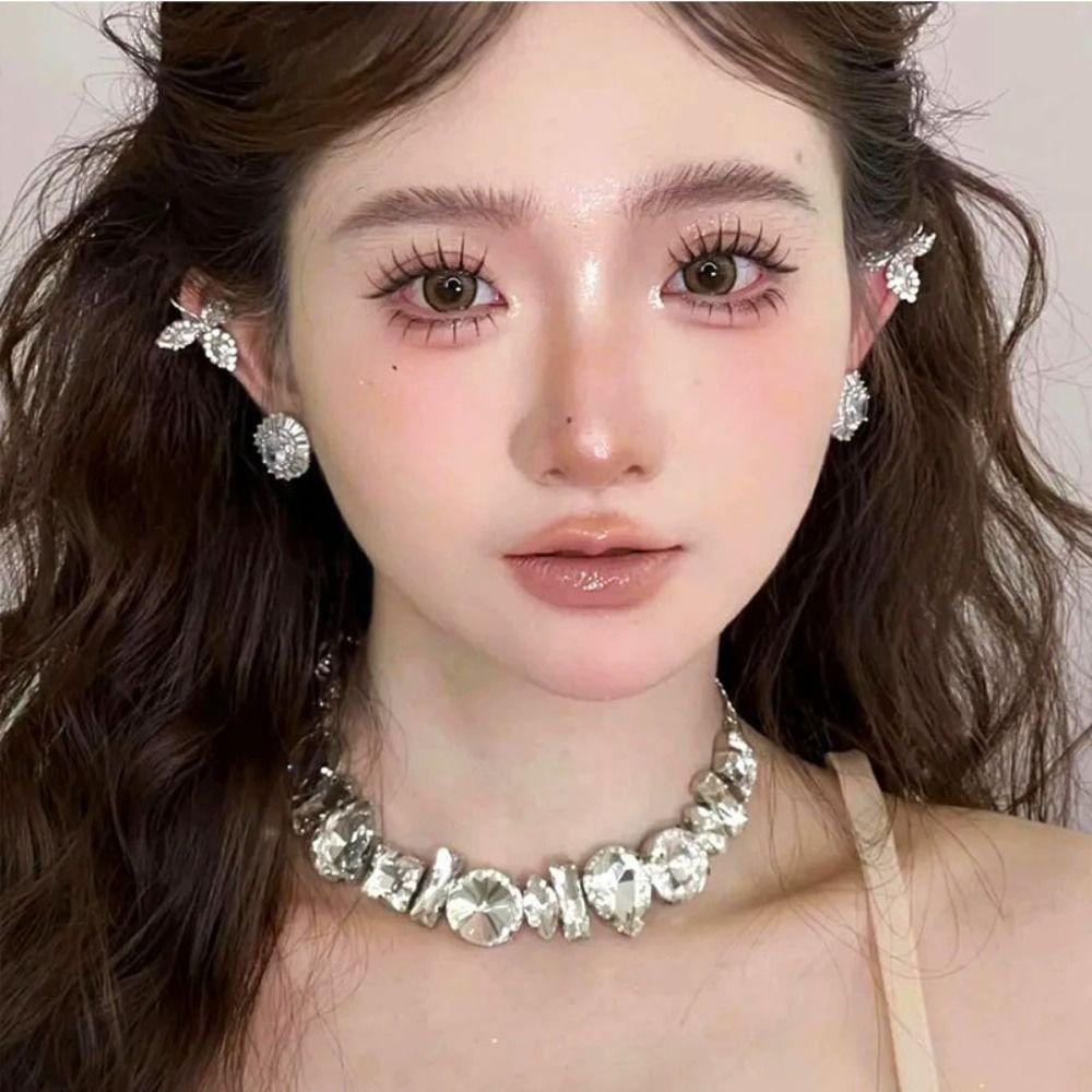 Exaggerated Crystal Necklace Adjustable Women's Choker Chic Rhinestone Necklace  Gifts