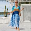 EDOLYNSA Cotton Long Beach Dress Cover-Ups for Women Pareo De Plage Swimsuit Cover Up Beach Sarongs Swimwear Kaftan Beachwear Q1476