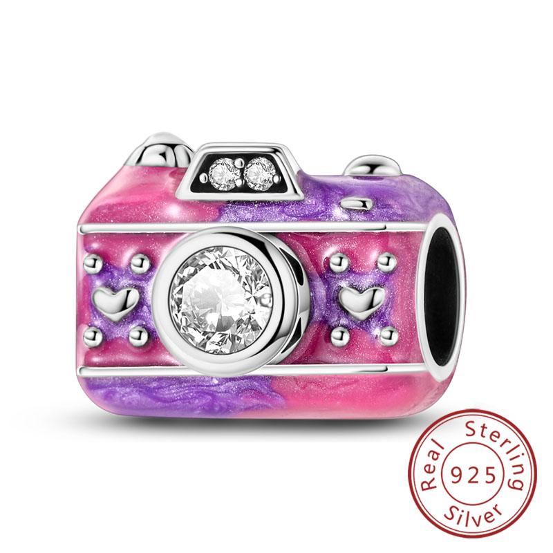 New 925 Silver Charm Airplane Camera Suitcase Love Travel Life DIY Beads Fit Original Charms Bracelet Jewelry