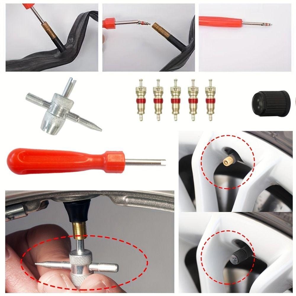 33Pcs Rust-proof Tire Valve Stem Installer Tool Set Multi Function Valve Removal Puller Tool Cars