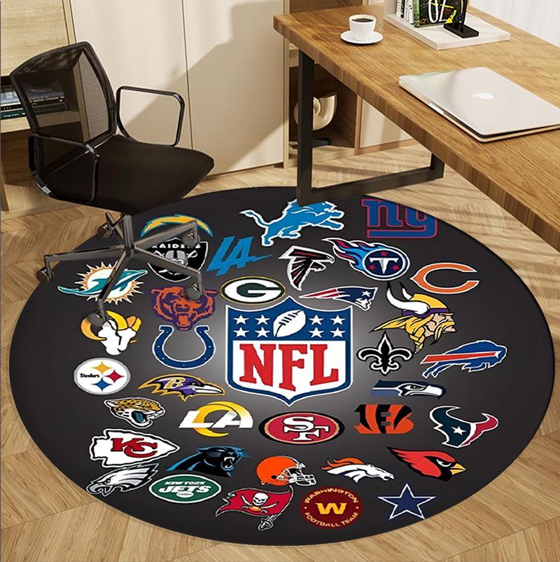 Круглый ковер с узором NFL, коврик для помещений/улицы, для пикника, игровой комнаты, спальни, офиса, гостиной, ковер для домашнего декора, подарок на день рождения