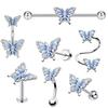 Diamond Butterfly Oil Drop Navel Ring & Multi-use Studs: Ear, Nose, Lip, Eyebrow, Industrial