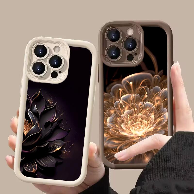 Роскошный чехол для телефона с узором «Цветок лотоса» для iPhone 17 16 15 14 13 12 11 Pro Plus Max 17 Air 16E X XR XS Мягкая силиконовая задняя крышка