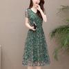 Цветочное платье Женские летние платья трапециевидной формы с длинной вуалью с v-образным вырезом
