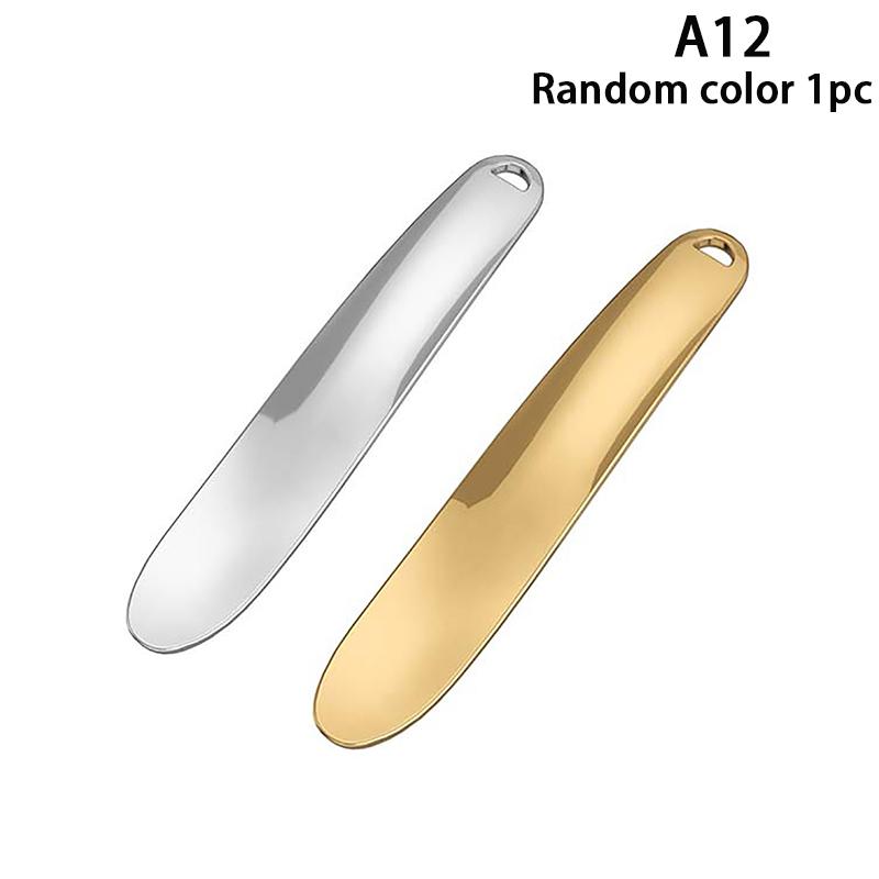 1Pcs Metal Zinc Mini Cosmetic Spatula Curved Scoop Gold Silver Makeup Mask Cream Spoon Eye Cream Stick Beauty Scoop