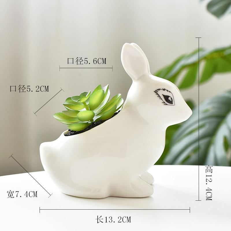 Creative Cute Flower Pots White Porcelain Pots Rabbit Flower Pots Succulent Pots Plant Pot Hanging Planter Home Decoration