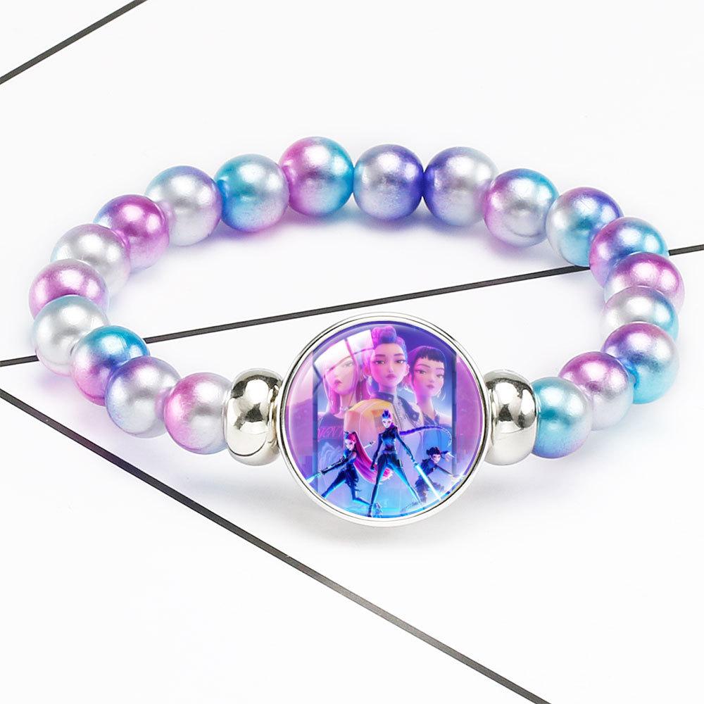 Браслет из бусин с плавным переходом цвета Rumi Zoey Mira Браслет с инкрустированным кристаллом Скрытая застежка Съемное эластичное украшение