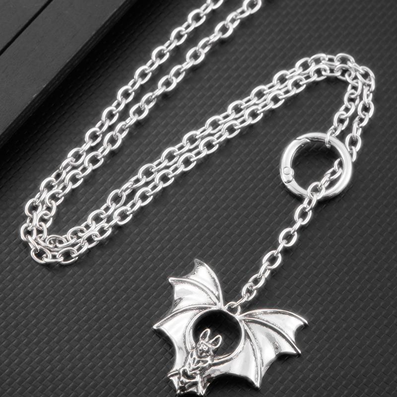 Xiaomi Gothic Personality Punk Necklace Long Gothic Bat Pendant Necklace Exaggeration Sweater Chain Jewelry Halloween Party Accessories