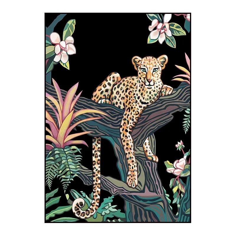 Pastoral Leopard Living Room Carpet Bedroom Bedside Art Decor Floor Mat Cloakroom Footpad Coffee Table Advanced Rug for Kitchent