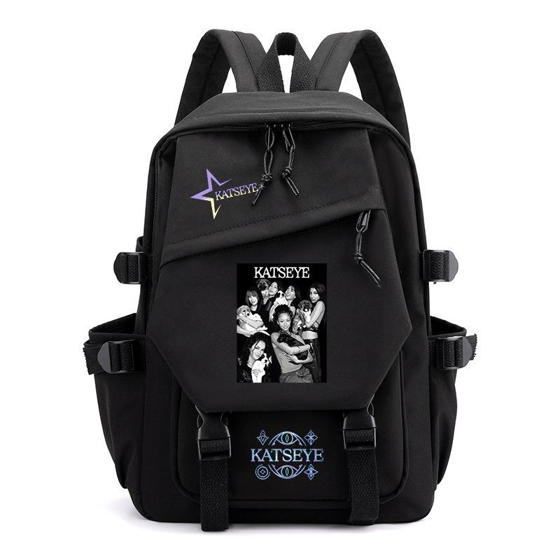KATSEYE Print Canvas Backpack Korean Pop Student Bookbag Large Capacity Lightweight
