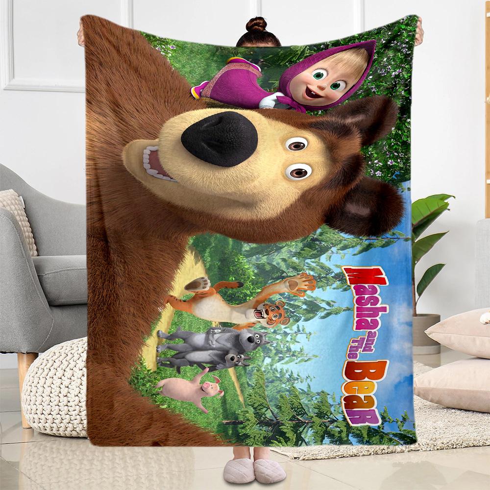 Masha Bear Blanket Soft & Cozy Perfect for Office Seaside Bedding for All Seasons Warmthful Decor Ideal Gift For Birthday Valentine'S Day