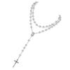 652F Catholic Rosary Crystal Beads Necklace with Miracles Medals Crosses Crucifix First Communion Rosary for Women Men