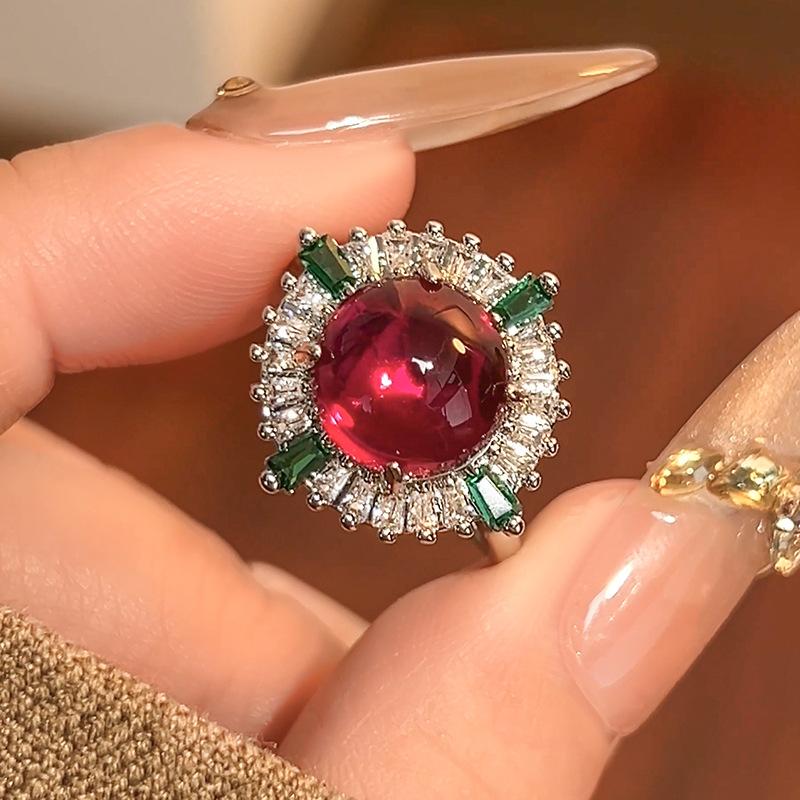 S925 Серебряный комплект из сережек, ожерелья, кольца, медные украшения, корунд цвета голубиной крови, ретро, изысканный, высокая роскошь, для женщин