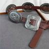 Wide Bohemian Style Belts Western Style Cowboy Ethnic Style Waistband Metal Carved Belts  Women
