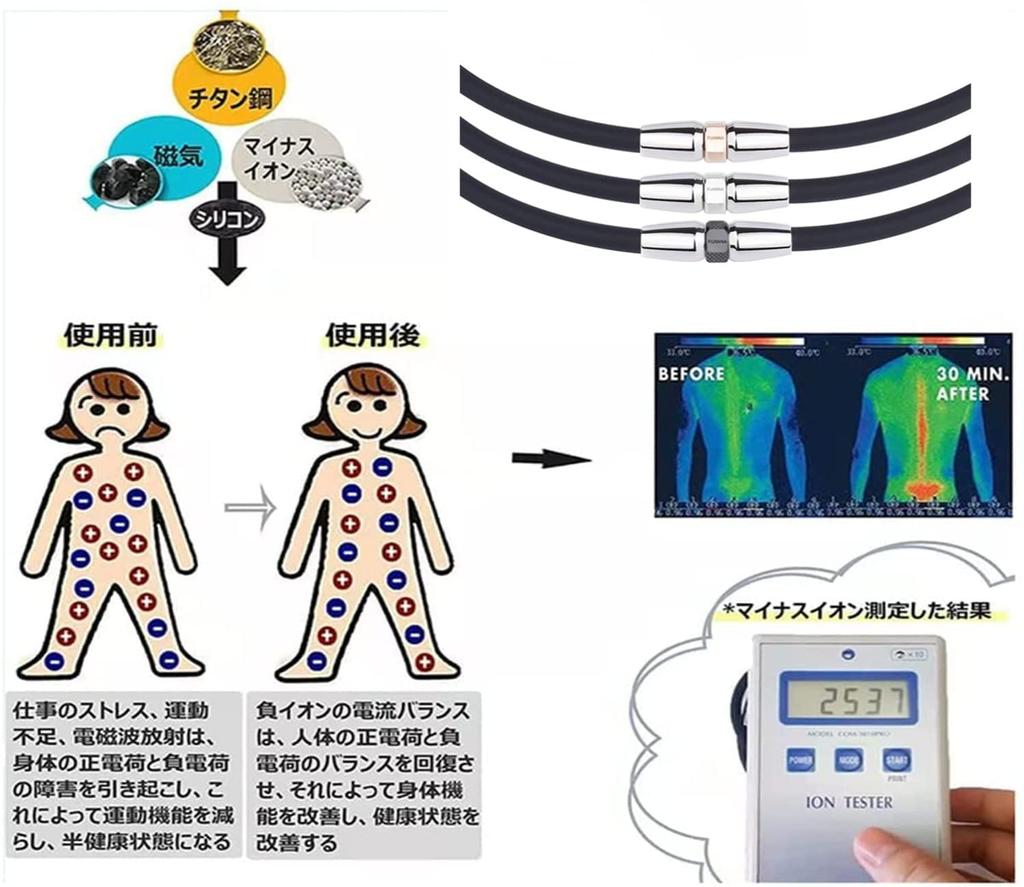 FUANNA Men's Magnetic Necklace [Suitable for All Seasons] (Black + Black, 50cm)