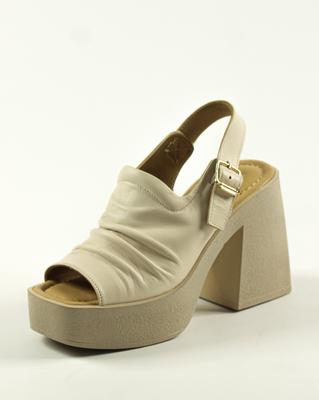 Босоножки на каблуке 13902 36 Кремовые кожа