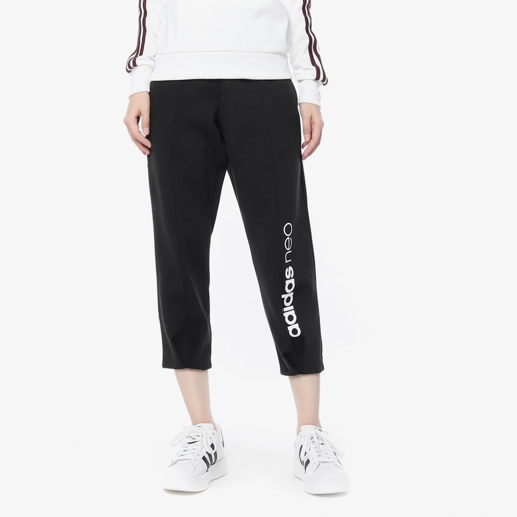 adidas Оригинальные женские спортивные брюки с принтом логотипа-трилистника, эластичным поясом и шнурком, черные DM2108