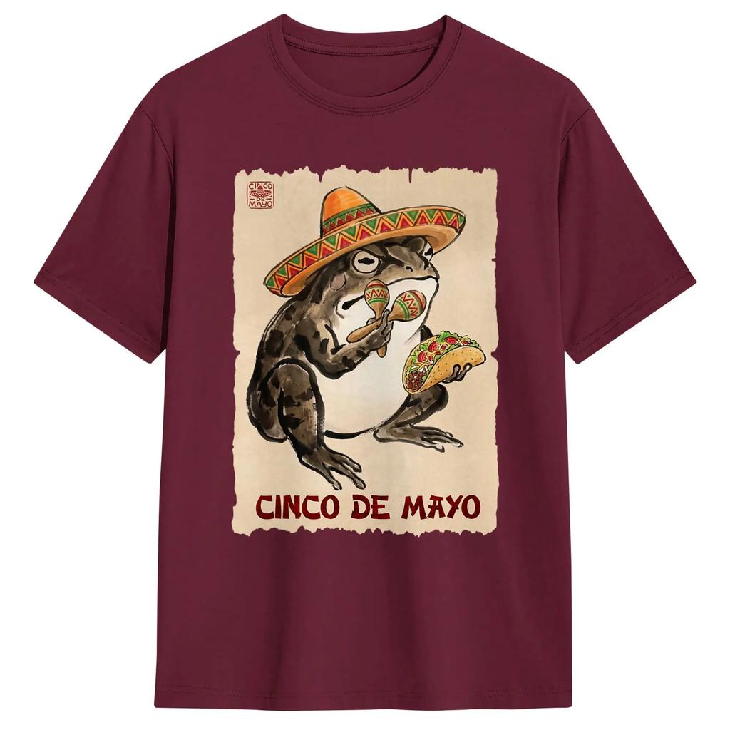 Grumpy Frog Cinco De Mayo Anime Japanese Tshirt For Unisex 100 Cotton Tee Shirt Round Neck Short Sleeve T Shirt Gift Clothing