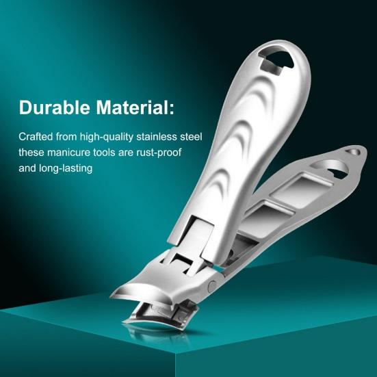 Портативные кусачки для ногтей с улавливателем, брызгозащищенные, острые, из нержавеющей стали, с широкими лезвиями, складные, маленькие