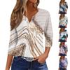 Women's T Shirt Tee Print Button 3/4 Sleeve Daily Weekend Fashion Basic V- Neck Regular Top