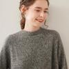 Women's Round Neck Boucle Cashmere Pullover - Autumn/Winter Thick Loose Fit Sweater Base Layer