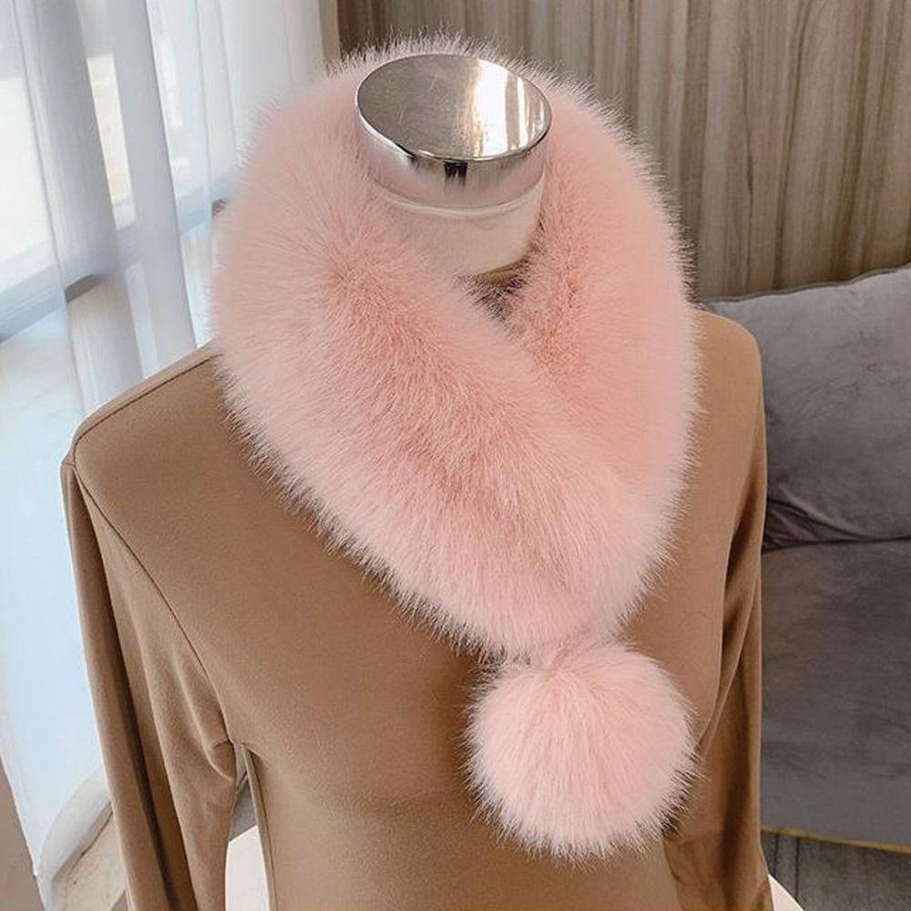 Fashion Thicken Soft Imitation Fur Scarf Artificial Wool Bib Women Scarf Fur Collar with Pompom