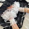 Elegant Strappy Bow Gloves Sleeves Ruffled Wrist Cuffs Arm Cover Lace Fingerless Oversleeve JK
