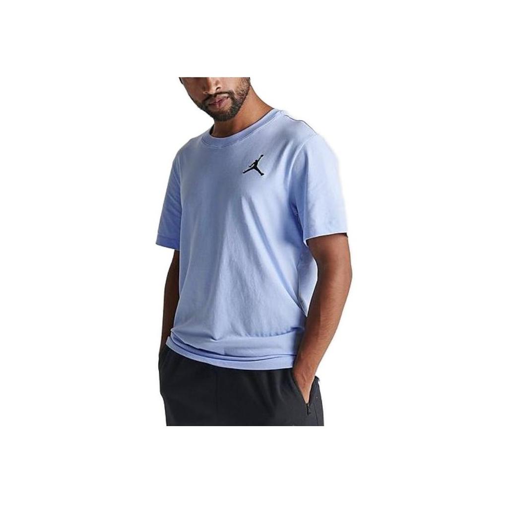 Jordan Футболка Jumpman Solid Logo Ribbed с круглым вырезом, спортивная, с коротким рукавом, мужская, небесно-голубая DC7485-425