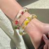 Resin Natural Dried Flower Bracelet Wide Big Cuff Bangle Unique Acrylic Bangle Gift