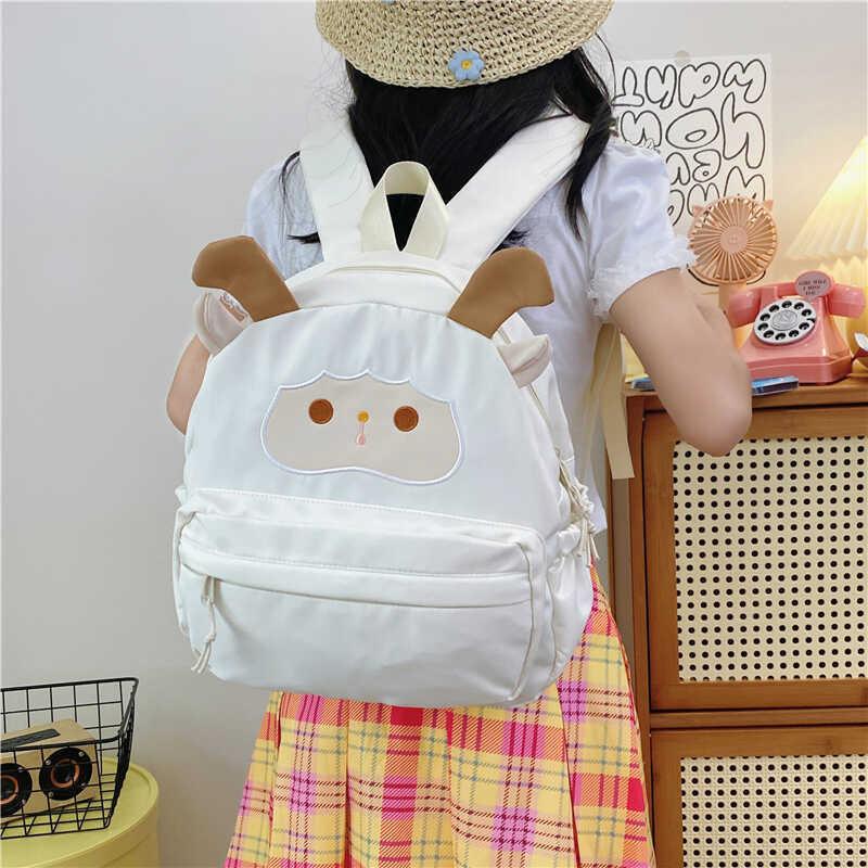 Charming Cartoon Sheep Design Backpack Spacious Trendy Gender Neutral Waterproof Laptop Bag